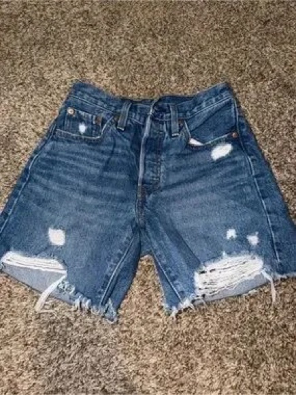 Levi's Distressed Denim Cutoff Shorts - Blue